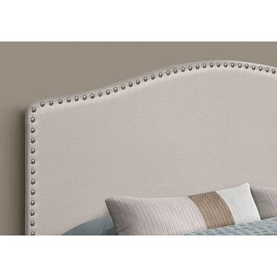 Upholstered Headboard with Antique Brass-Finish Nailheads