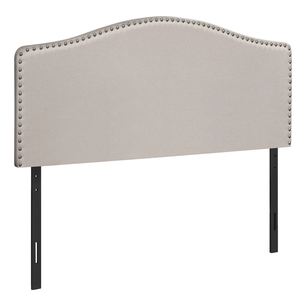 Upholstered Headboard with Antique Brass-Finish Nailheads