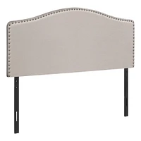Upholstered Headboard with Antique Brass-Finish Nailheads