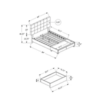 Upholstered Platform Bed with Storage Drawers - Queen