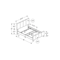 Square-tufted Bed with Linen-look Fabric - Queen
