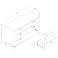 South Shore Furniture Musano Commode à 6 tiroirs avec pieds en métal - Noyer naturel