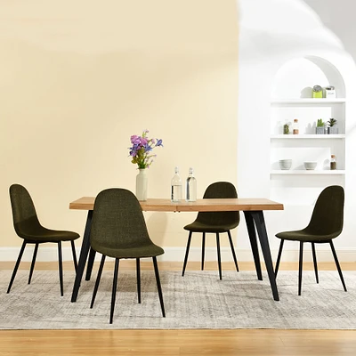 Ensemble de salle à manger 5 pièces avec table en bois naturel et chaises vertes