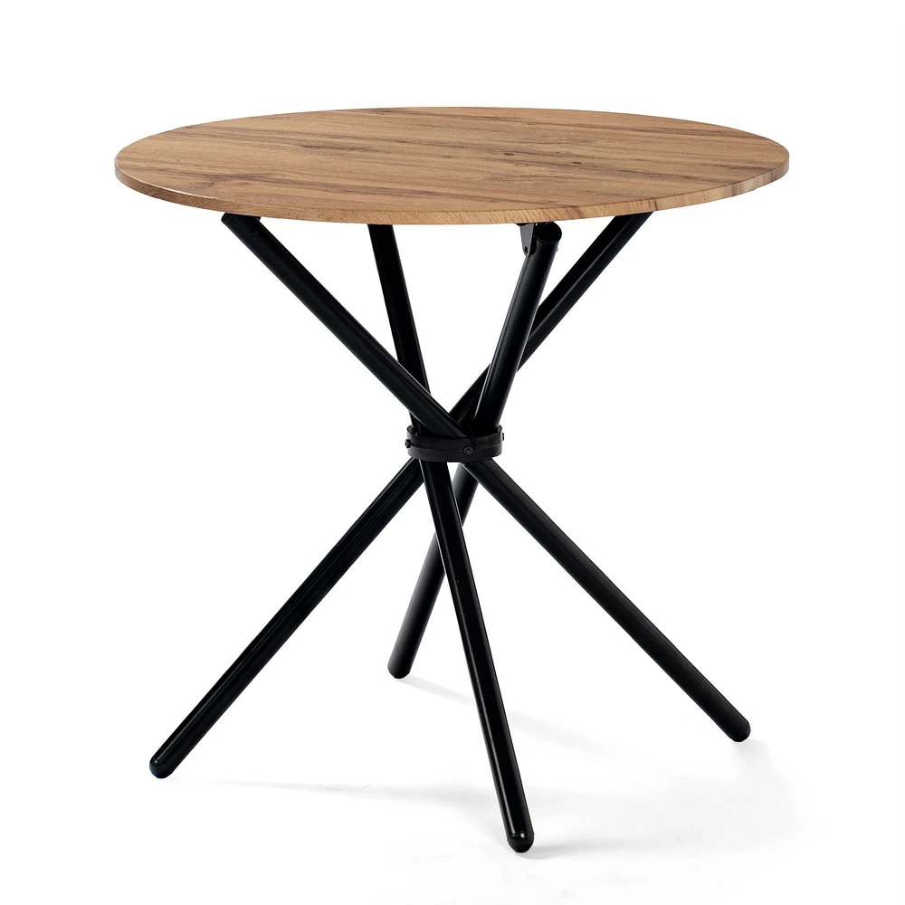 Modern Round Dining Table with Natural Wood Finish - Oak
