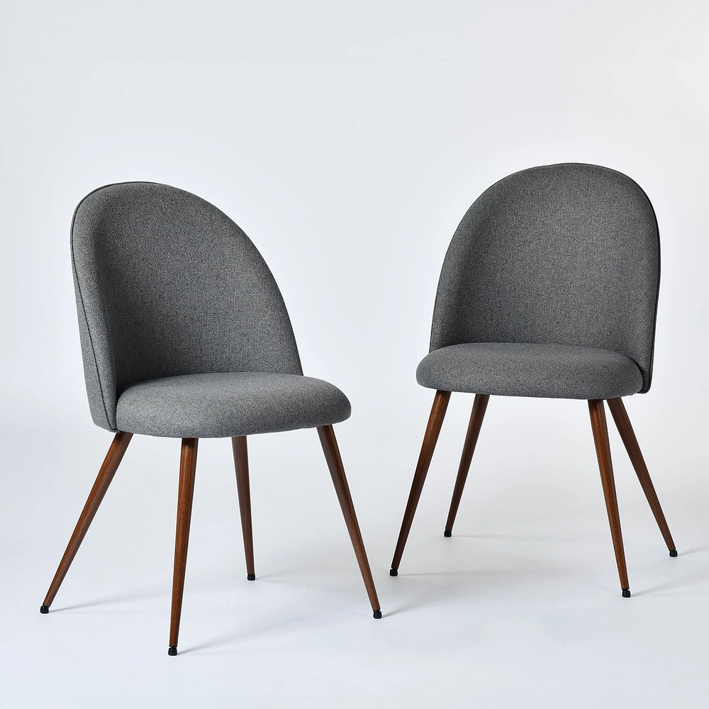 Set of 2 Modern Dining Chairs with Walnut Legs