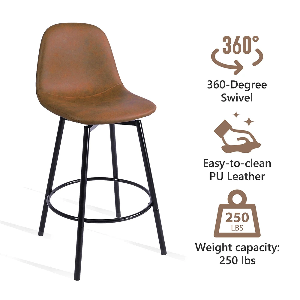 Maison Classique Set of 2 Brown Swivel 25.5" Barstools