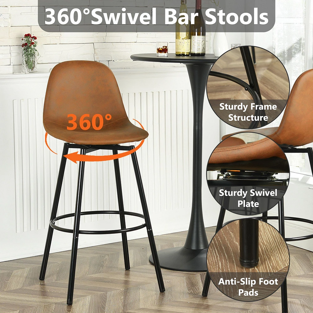 Maison Classique Set of 2 Brown Swivel 28" Barstools