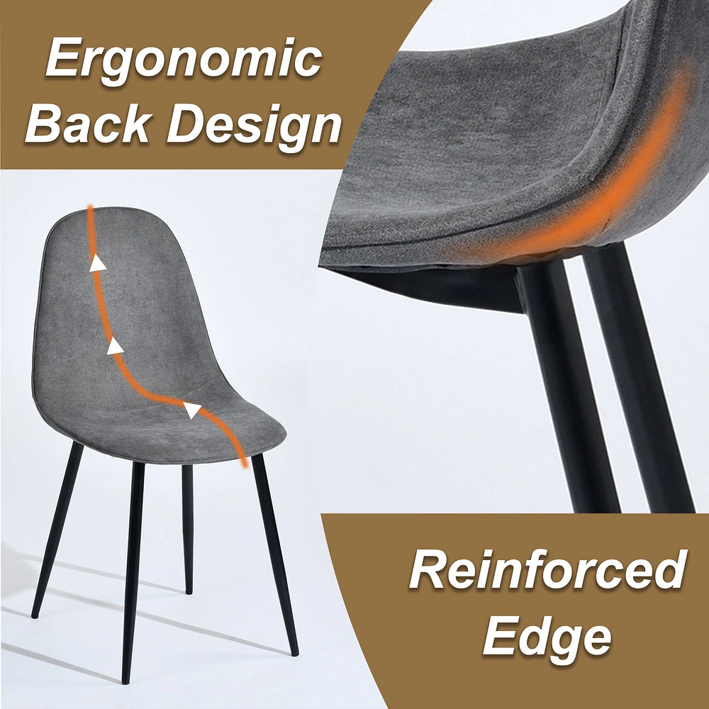 Modern 5-Piece Round Espresso Dining Set with Grey Chairs