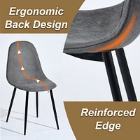 Modern 5-Piece Round Espresso Dining Set with Grey Chairs