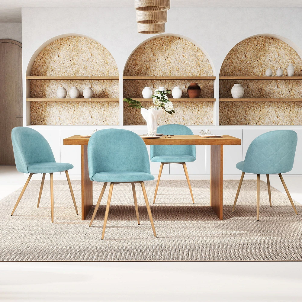 Maison Classique Set of Modern Aqua Upholstered Dining Chairs