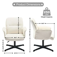 360° Swivel Adjustable Office Chair in Cream White Fabric