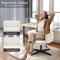 360° Swivel Adjustable Office Chair in Cream White Fabric