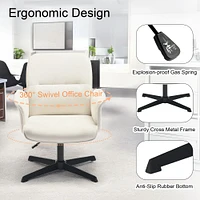 360° Swivel Adjustable Office Chair in Cream White Fabric