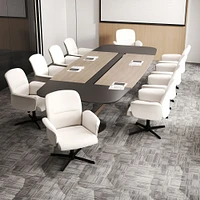 360° Swivel Adjustable Office Chair in Cream White Fabric