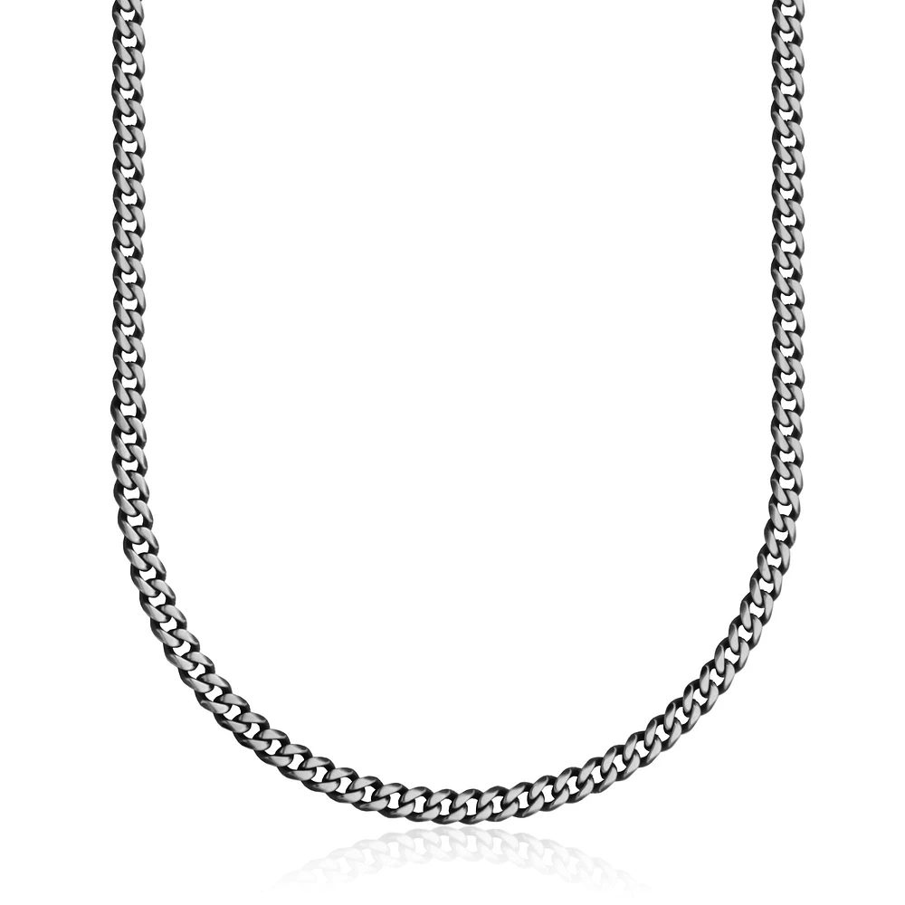 STEELX Stainless Steel Two Tone Black Ionic Plated Curb Chain 24"