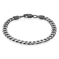 STEELX Stainless Steel Two Tone Black Ionic Plated Curb Bracelet 8.5"