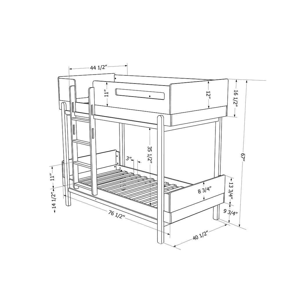 Lit jumeau superposé Bebble en bois naturel et gris par South Shore Furniture