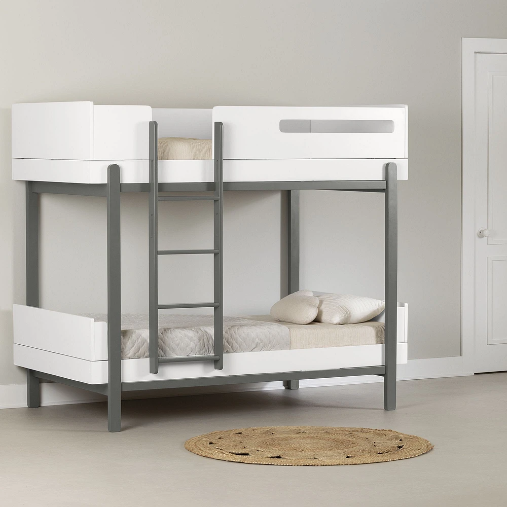 Bebble Twin Bunk Bed Soft Grey and White by South Shore Furniture