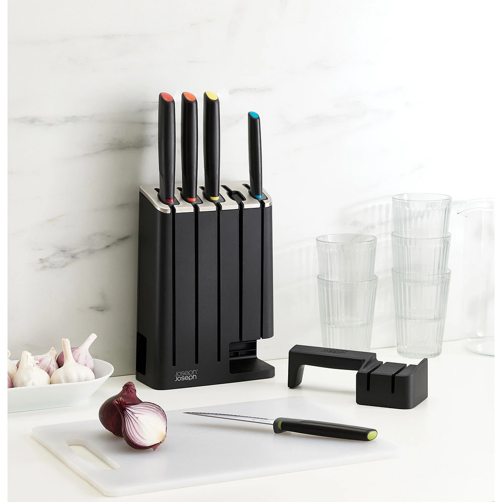 Joseph Joseph Elevate™ ensemble de couteaux avec aiguiseur SlimBlock, 5 pièces