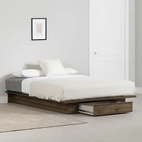 South Shore Furniture Musano Full/Queen Platform Bed with Drawer - Natural Walnut