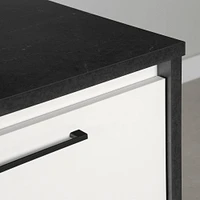 Myro Kitchen Island with Storage Faux Black Stone and White by South Shore Furniture