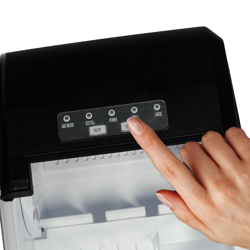 Koolatron Machine à glace de comptoir portable, 26 lbs - Acier inoxydable noir