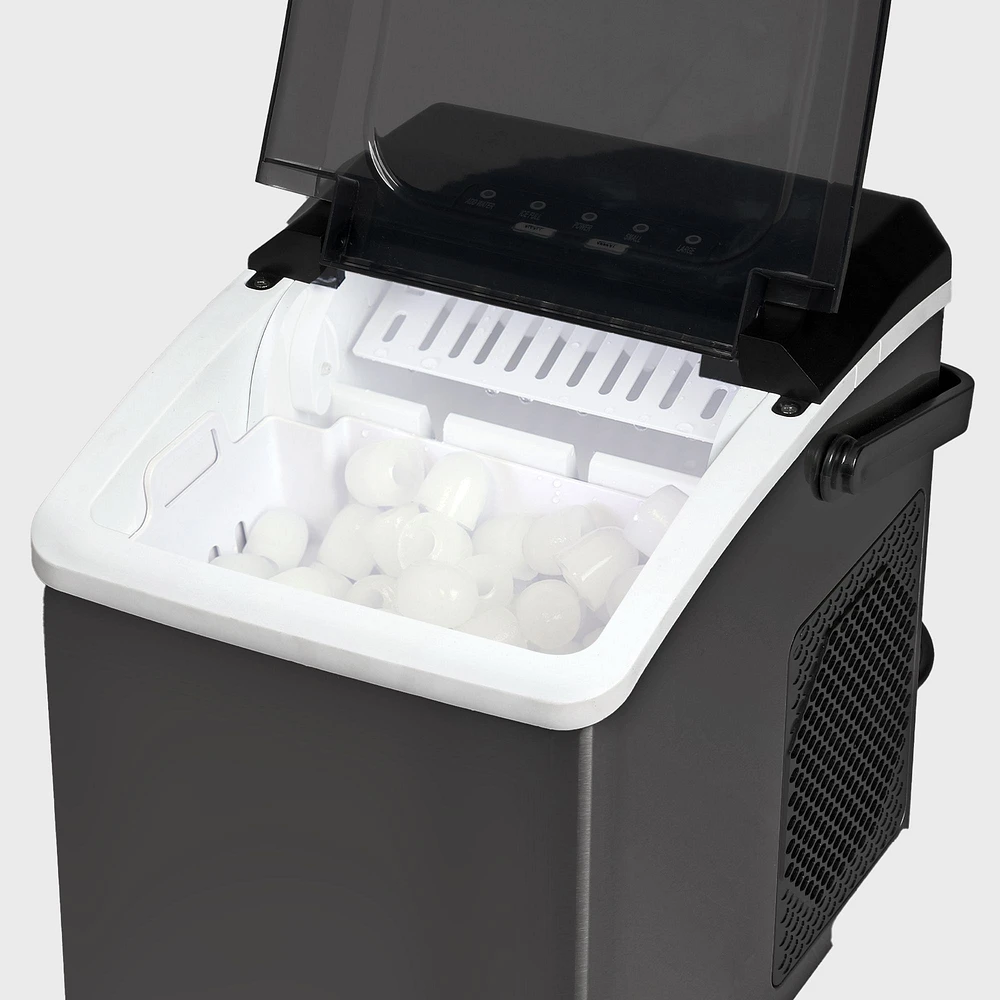 Koolatron Machine à glace de comptoir portable, 26 lbs - Acier inoxydable noir