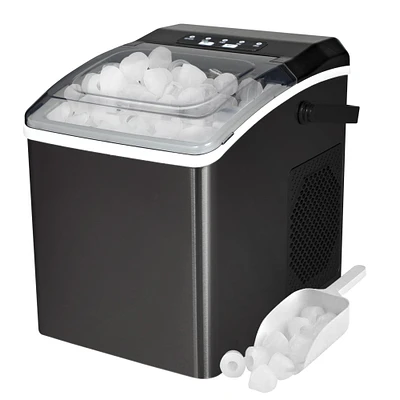 Koolatron Machine à glace de comptoir portable, 26 lbs - Acier inoxydable noir