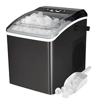 Koolatron Machine à glace de comptoir portable, 26 lbs - Acier inoxydable noir