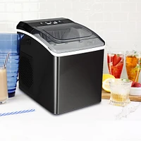 Koolatron Machine à glace de comptoir portable, 26 lbs - Acier inoxydable noir