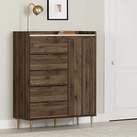 Hype 5-Drawers Door Chest in Natural Walnut and Faux Marble by South Shore Furniture