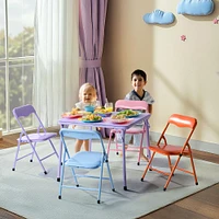 Kids Folding Table and Chairs Set, Set of 5 – Pastel