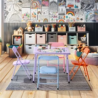 Kids Folding Table and Chairs Set, Set of 5 – Pastel