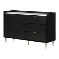 Hype 6-Drawer Black Oak and Faux Marble Double Dresser by South Shore Furniture