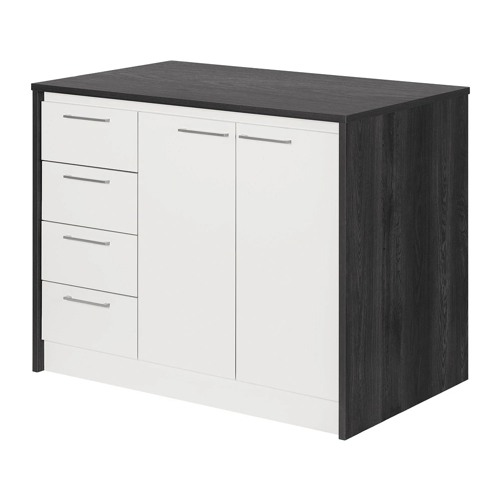 Myro Kitchen Island with Storage Grey Oak and White by South Shore Furniture