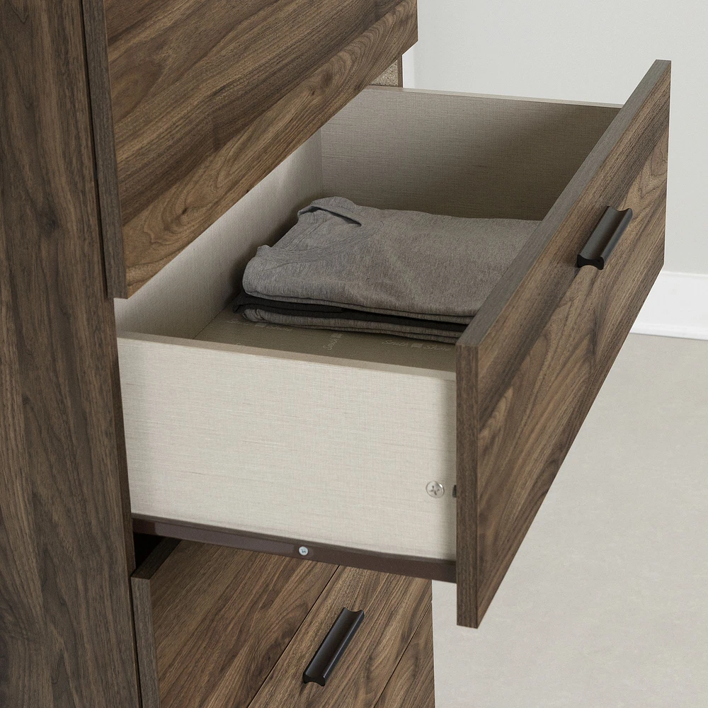 South Shore Furniture Musano Commode à 5 tiroirs avec pieds en métal - Noyer naturel