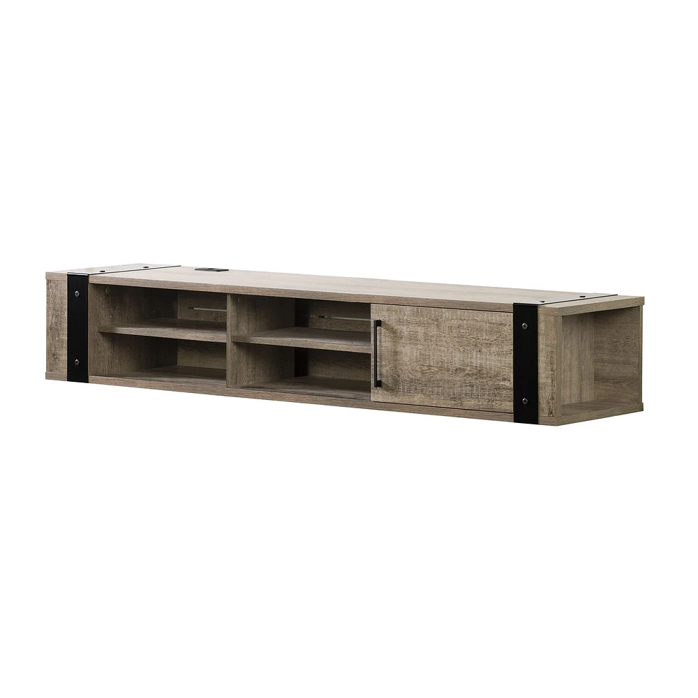 Munich Wall Mounted Media Console in Weathered Oak by South Shore Furniture