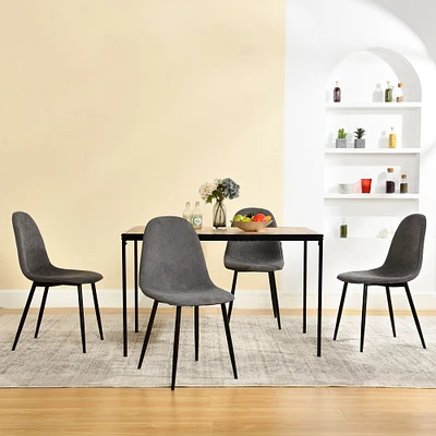 Maison Classique 5-Piece Minimalist Dining Set With Grey Upholstered Dining Chairs