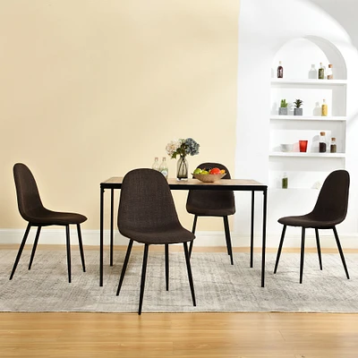 Maison Classique 5-Piece Minimalist Dining Set With Sepia Upholstered Dining Chairs