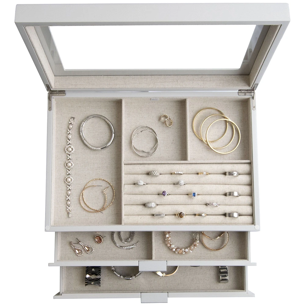 Mele and Co Misty Oceanside Wooden Jewellery Box - Grey