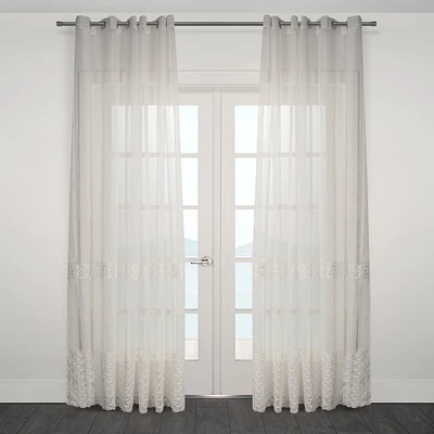 Embroidered Grommet Sheer Curtain