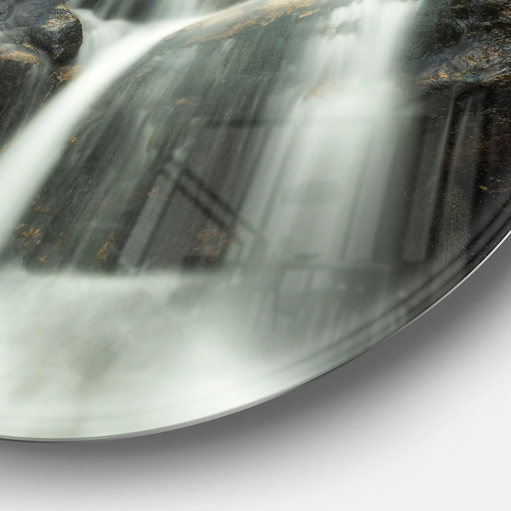 Slow Motion Waterfall on Rocks Large Round Wall Art