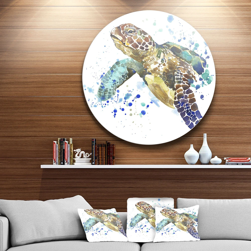 Blue Sea Turtle Metal Wall Art