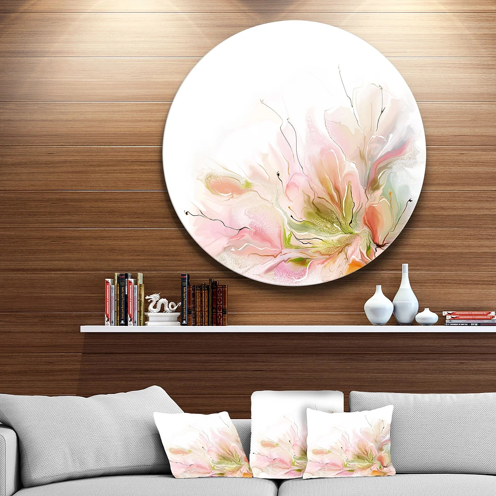 Floral Abstract Design on White Metal Wall Art