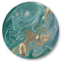 Art mural en métal « Nature Green and Gold Marble »