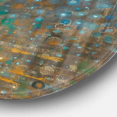 Blue and Bronze Dots Round Wall Art