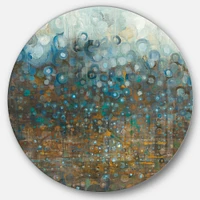 Blue and Bronze Dots Round Wall Art