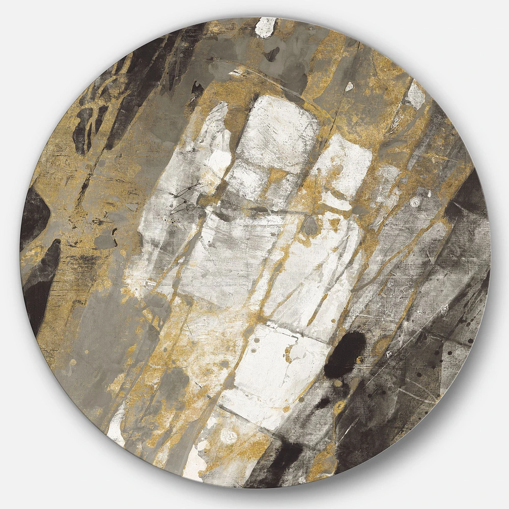 Gold Black and White Hand Painted Abstract Metal Wall Art