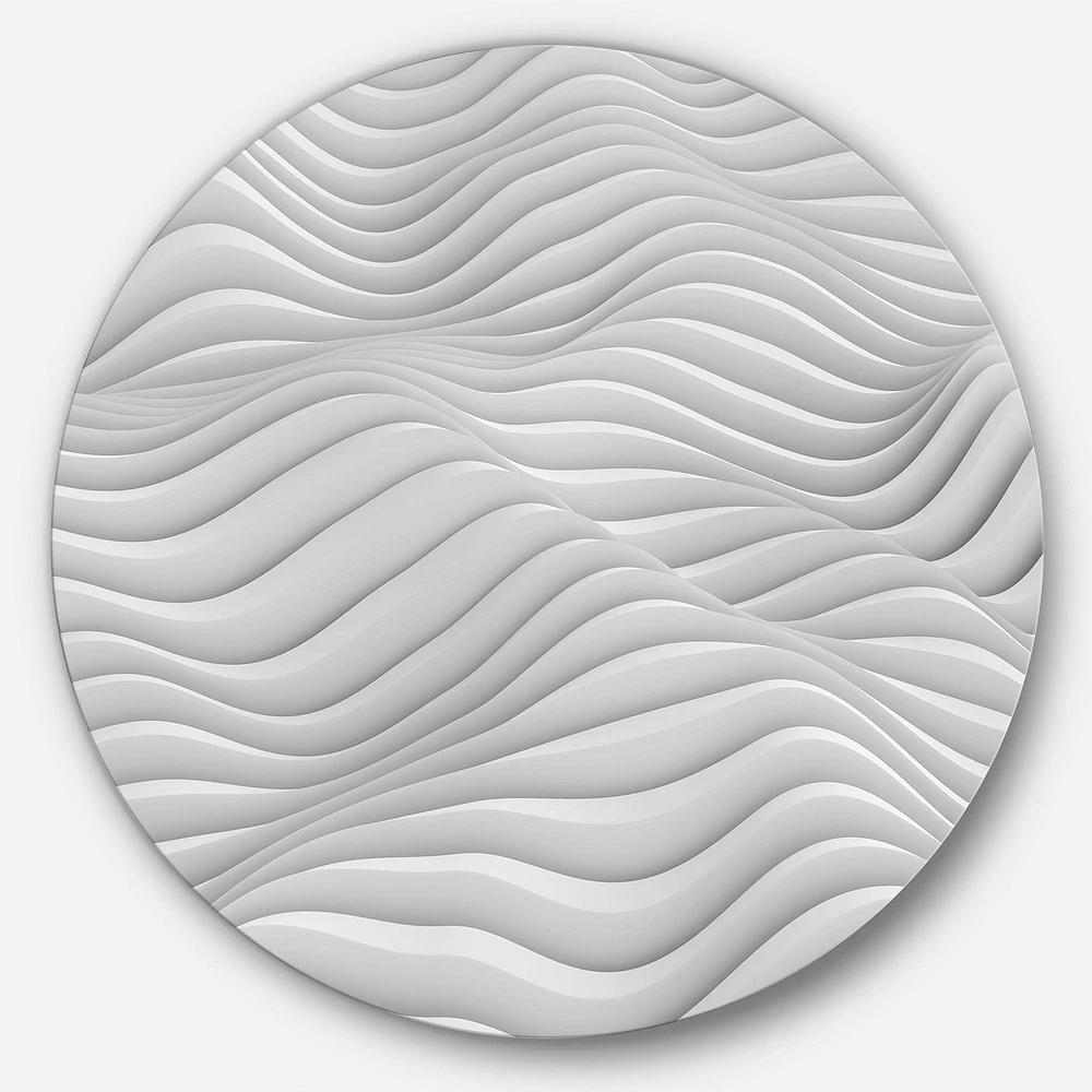 Fractal Rippled White 3D Waves Metal Wall Art