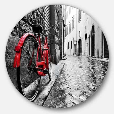 Retro Vintage Red Bike Round Metal Art